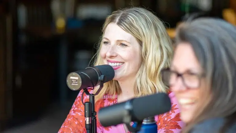 In the Studio: Dr. Murphy and Emily, founder of Hummingbirds, share a laugh during the interview at EntreFEST
