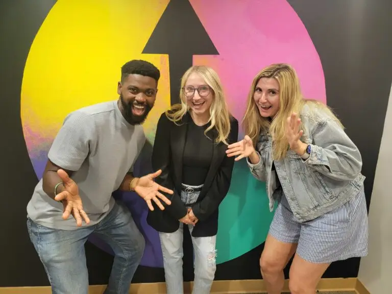 Ally Schmidt with NewBo Innovation Podcast Hosts