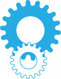 NewBoCo blue gears of entrepreneurship icon